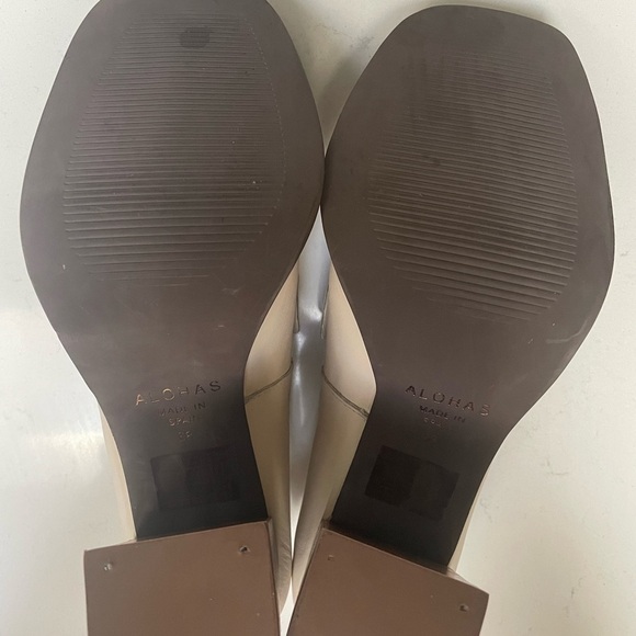 ALOHAS Cream Block Heel Loafers Sz38 7/ 1/2 USA - Picture 6 of 9